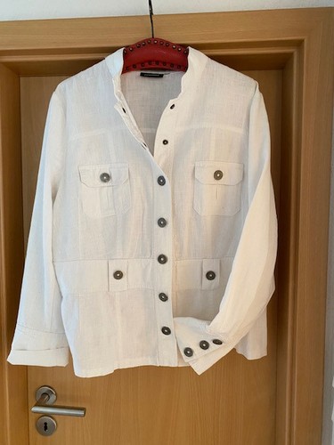Promiss leinen jacke weiß mit - leinen-jacke,