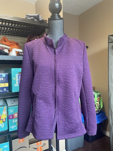 Royal purple zip - zip-up, textured